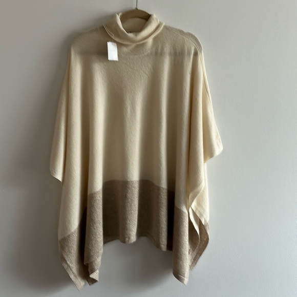 New J.McLaughlin cashmere turtleneck poncho . Cream color with lurex . One size - Picture 1 of 8
